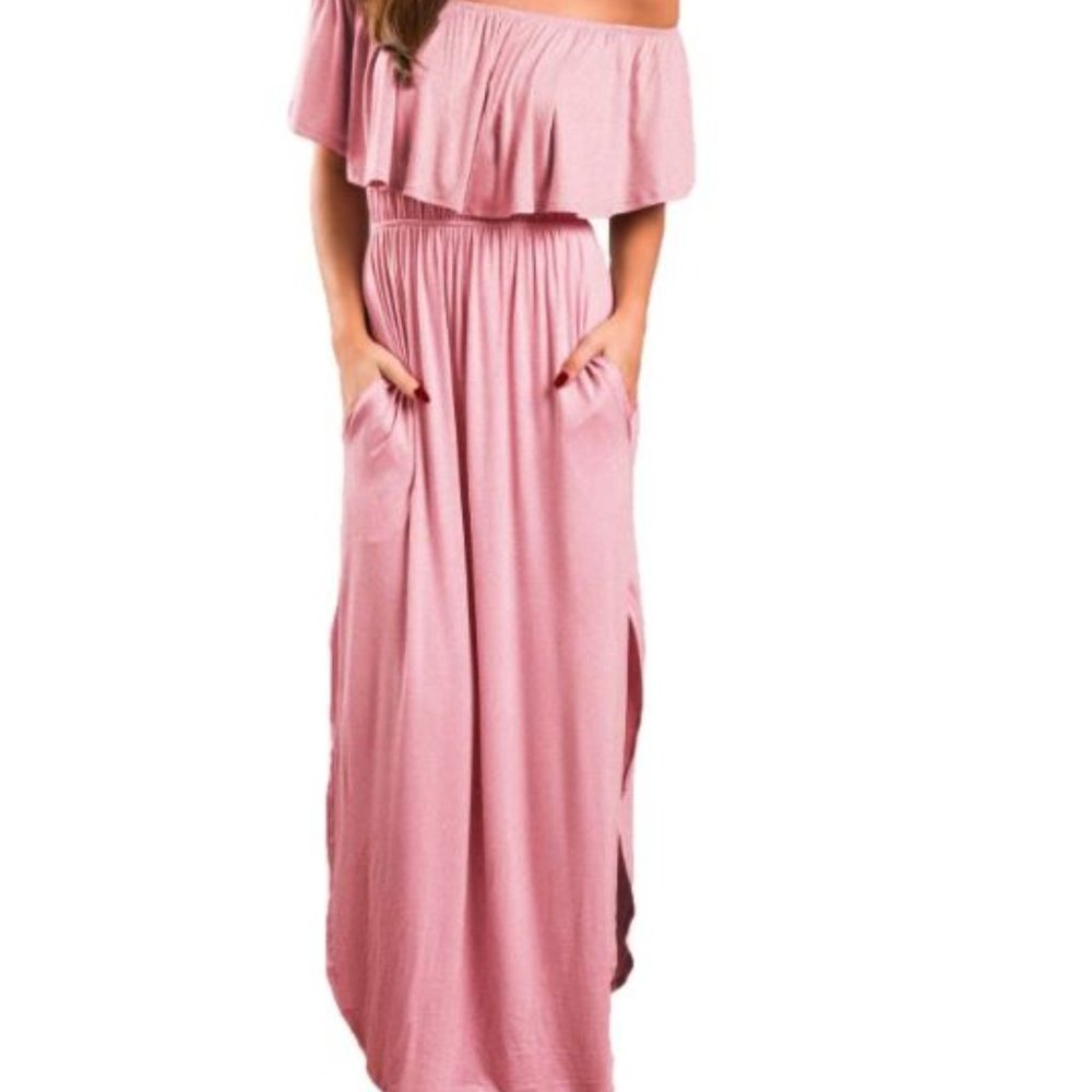 VERABENDI Off Shoulder Summer Casual Maxi Dress